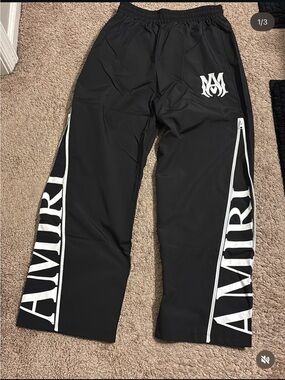 AMIRI Black Swim Pants with White Logo Side Panels